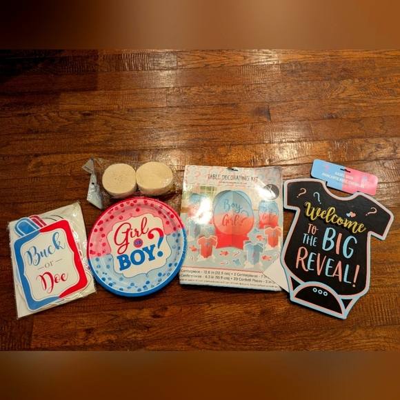 Gender Reveal Party Supplies   and Decorations Lot- Girl Or Boy? Blue and Pink - Picture 1 of 9